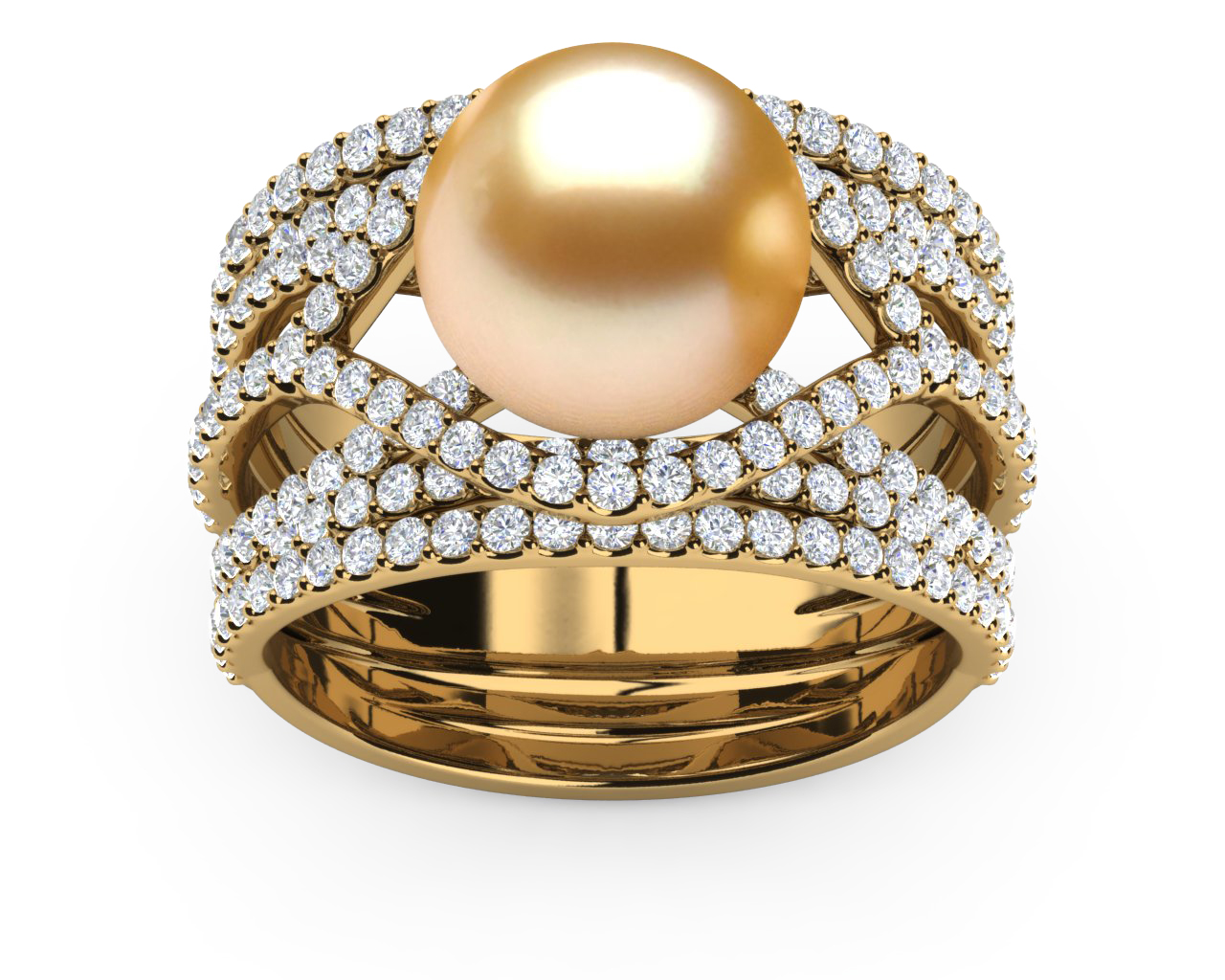 Golden Pearl Deluxe Rainbow Ring