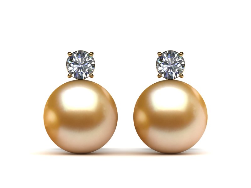 Golden Pearl Diamond Clip Back Earring