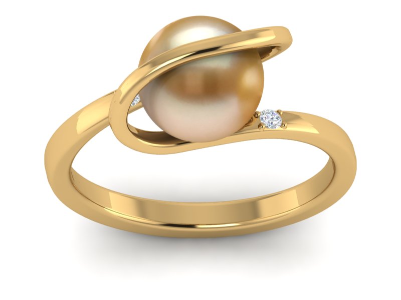 Golden South Sea Diamond Halo Ring