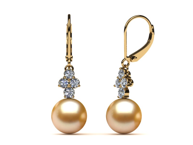 Golden Pearl Diamond Nora Earring