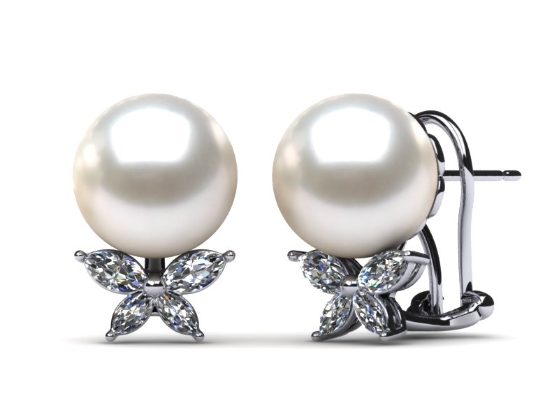 South Sea Pearl & Diamond X Earring .42 carats t.d.w.