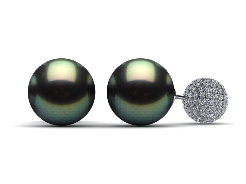 Diamond Ball Pearl Duplex Earring