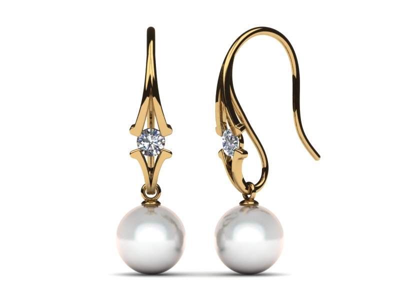 Akoya Pearl Journey Earring .32 carats t.d.w.