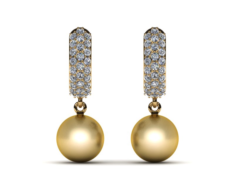 Golden South Sea Pearl Earring Large Huggie .55 carats t.d.w.
