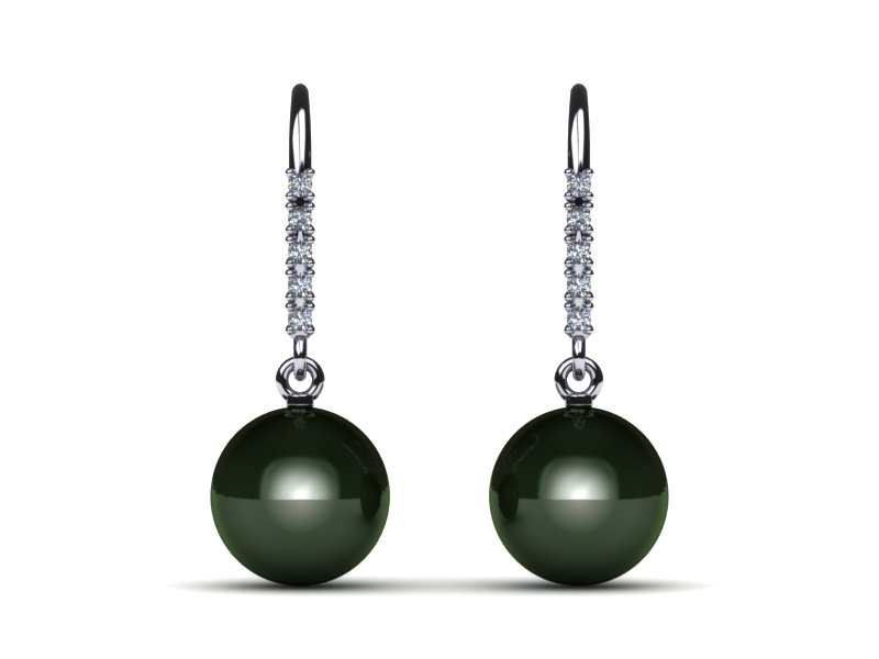 Tahitian Pearl Diamond Shepherds Hook Earring
