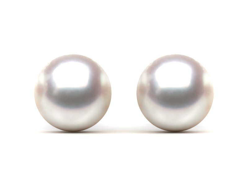 8.0 mm TRUE AAA White Rose Freshwater Round Pearl Stud Earrings