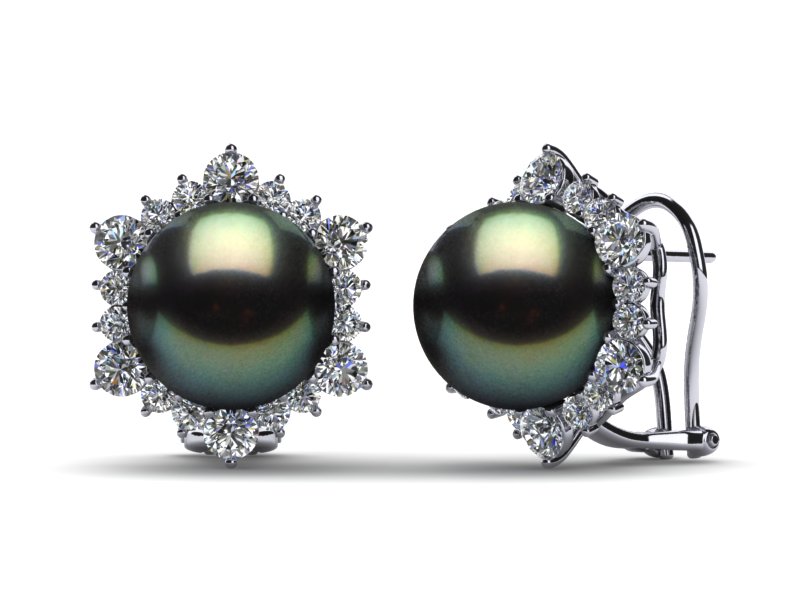 Tahitian Pearl Earring with Diamonds Classic Style