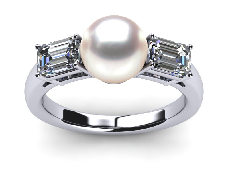 South Sea Pearl Emerald Cut Ring