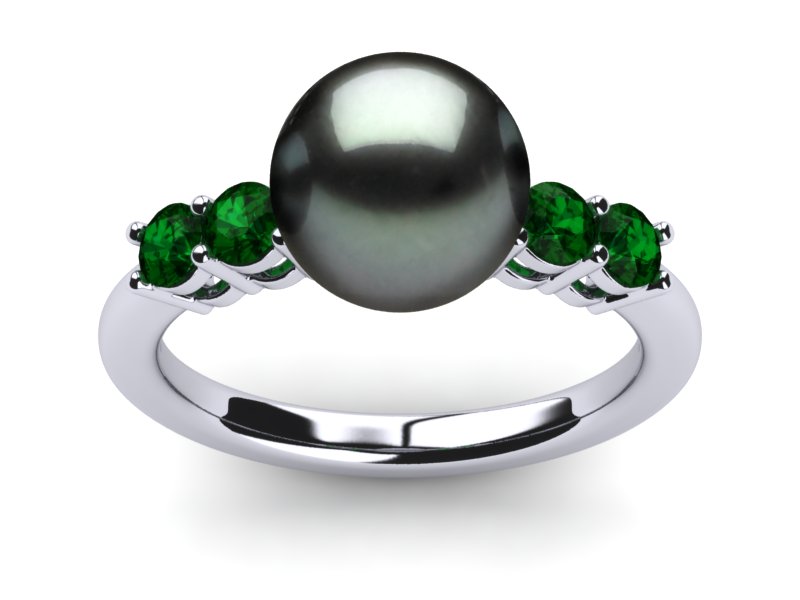 Tahitian Pearl Deluxe Grace Emerald Ring