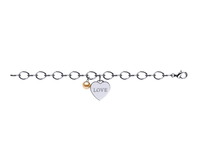 Golden Pearl Heart Love Bracelet