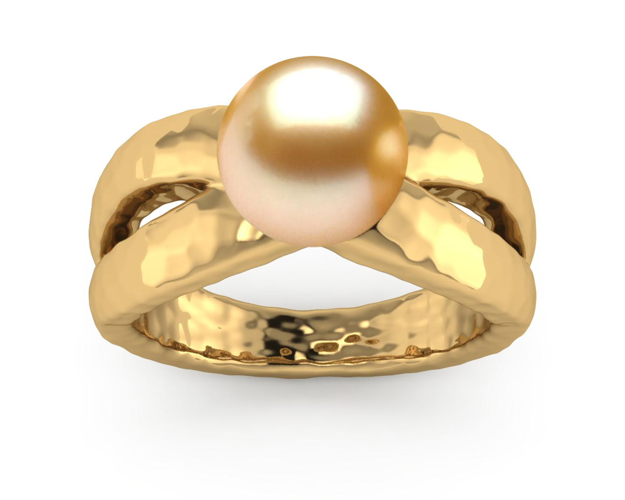 Golden Pearl Joyce Ring Hammered