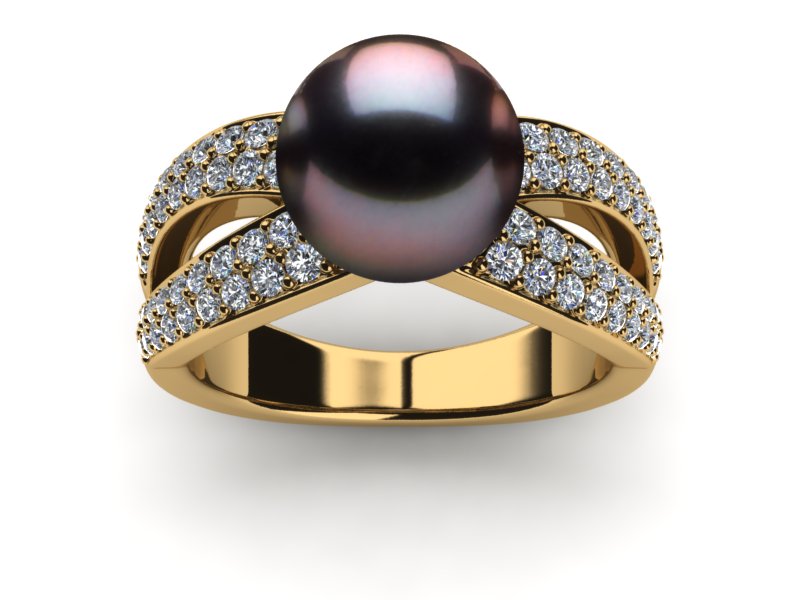 Tahitian Pearl Joyce Engagement Ring and Wedding Band Set