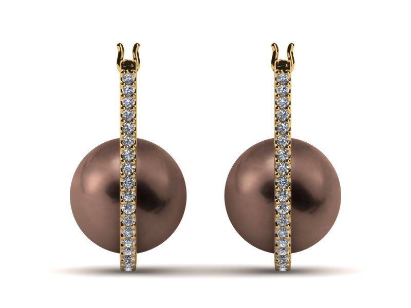 Mocha Pearl Diamond Morning Dew Hoop Earring