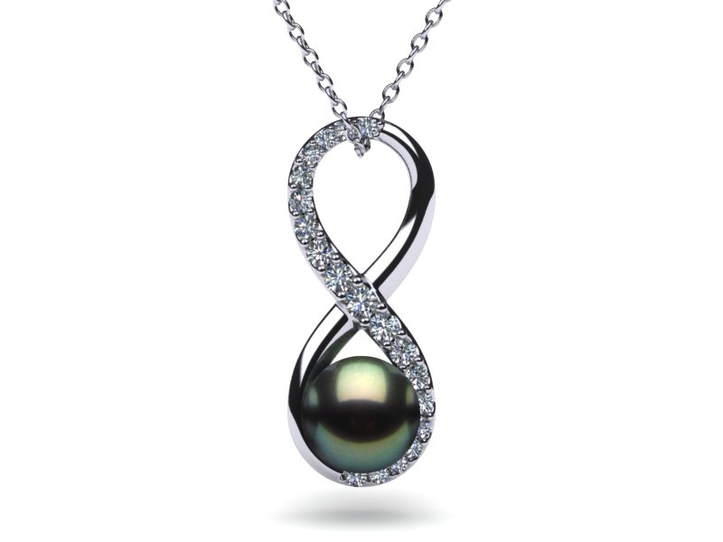 Tahitian Pearl Diamond Infinity Necklace