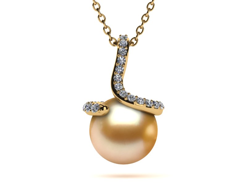 Golden Spiral Pearl Pendant II