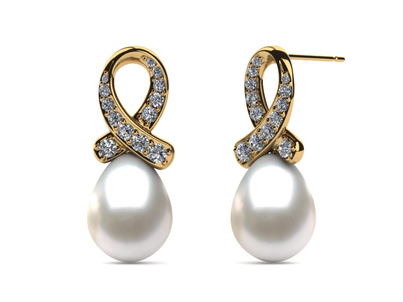Japanese Akoya Cultured Pearl Ribbon Earring