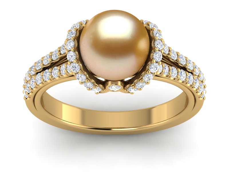 Golden South Sea Pearl Diamond Ribbon Ring