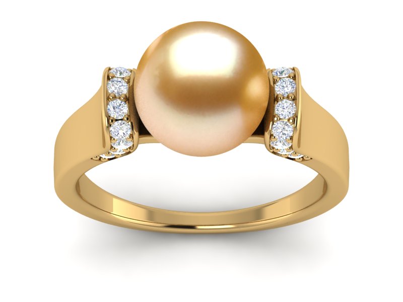 Golden South Sea Pearl & Diamond Tension Ring