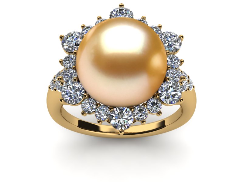 Gold South Sea Diamond Pearl Classic Ring