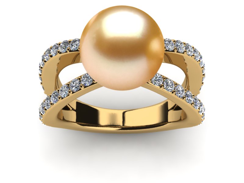 Golden South Sea Pearl Saturn Ring