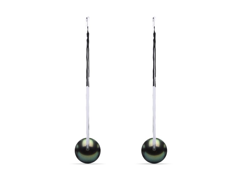 Tahitian Pearl Semi Circle Hammered Earring