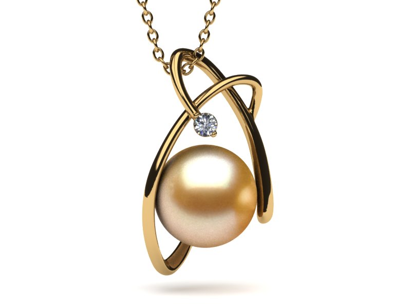 Golden Spiral Pearl Pendant