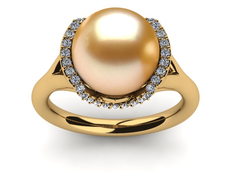 Golden Pearl Diamond Cradle Ring
