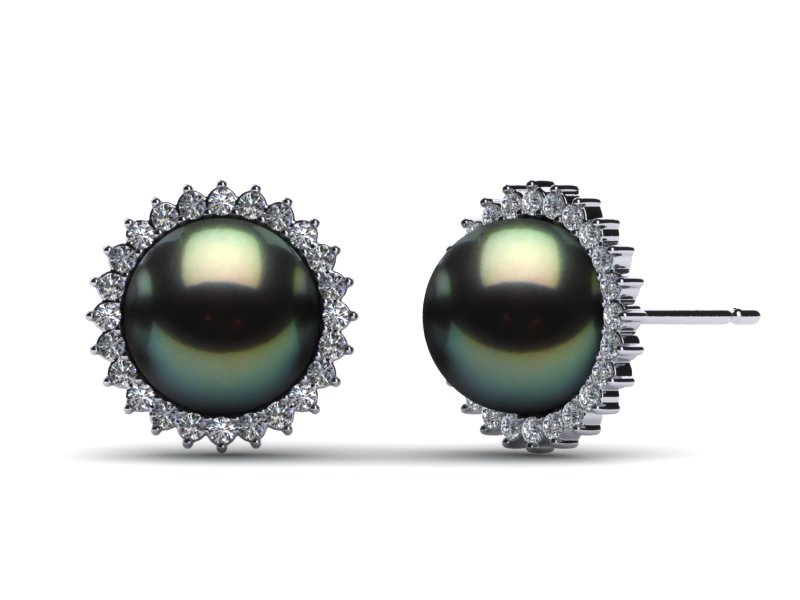 Tahitian Pearl Sunflower Halo Diamond Earring