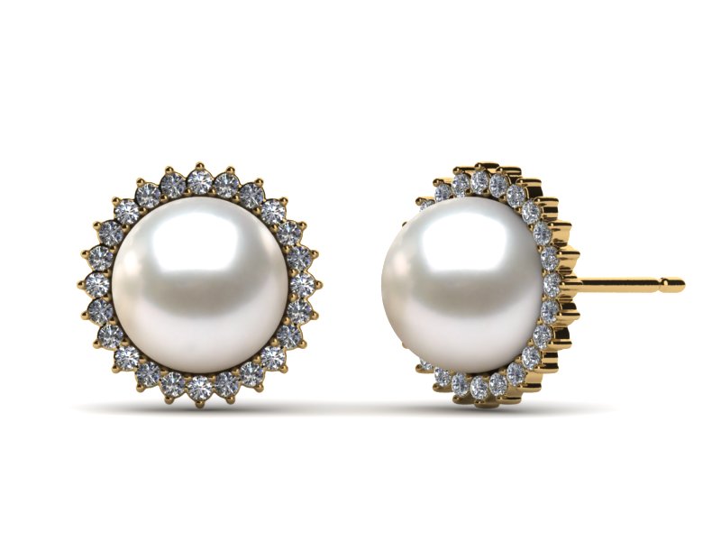 Japanese Akoya Cultured Pearl Sunflower Earring