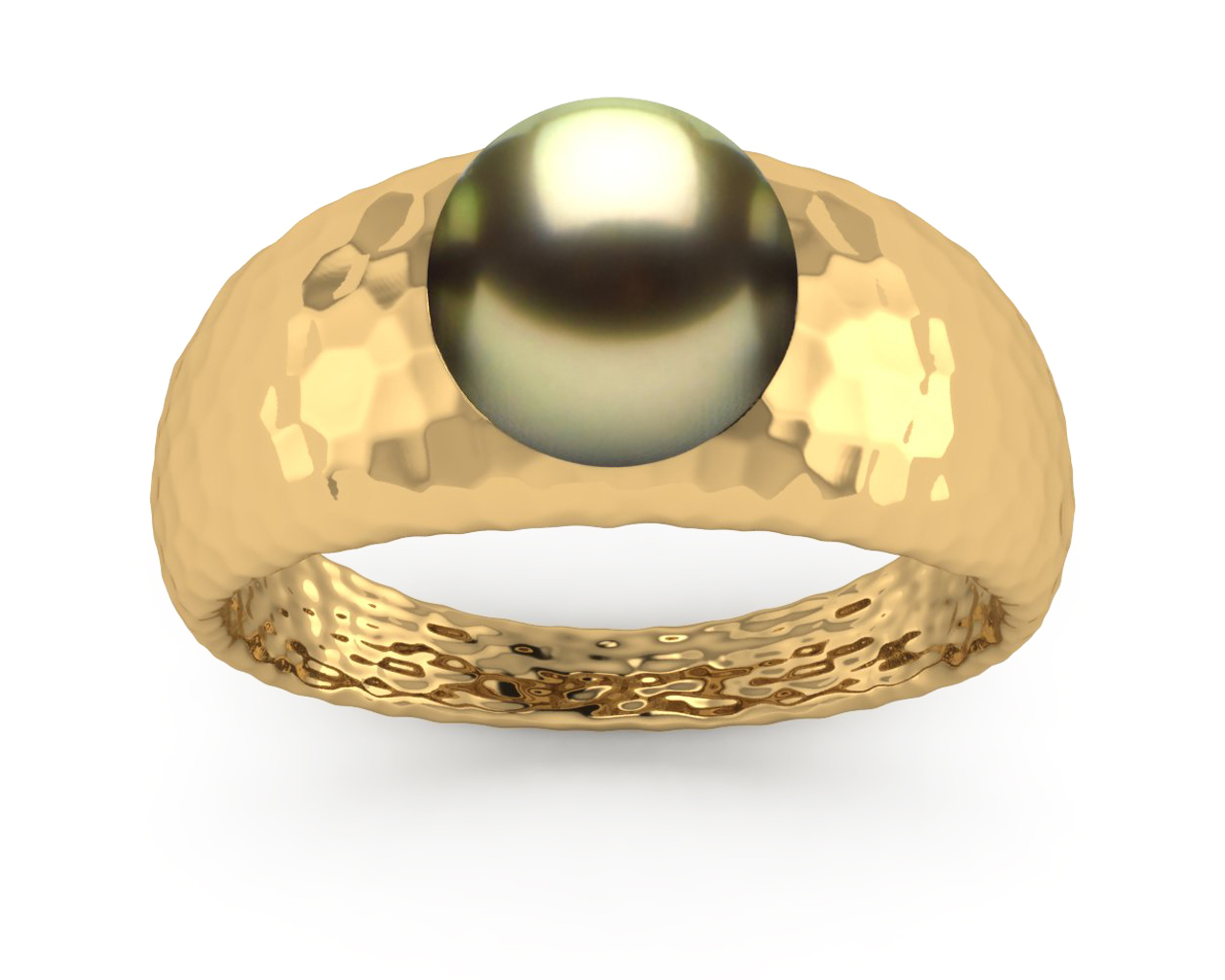 Tahitian Pearl Tres Jolie Hammered Style Ring
