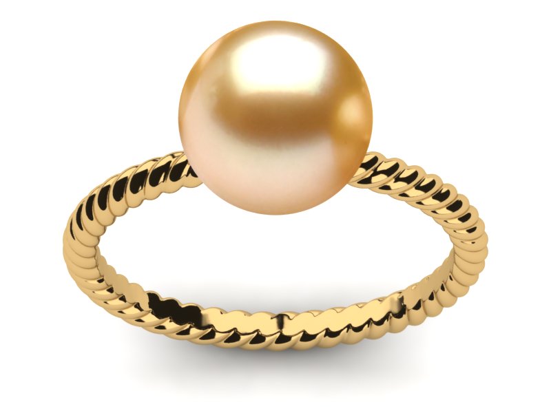 Golden Pearl Twisted Shank Ring
