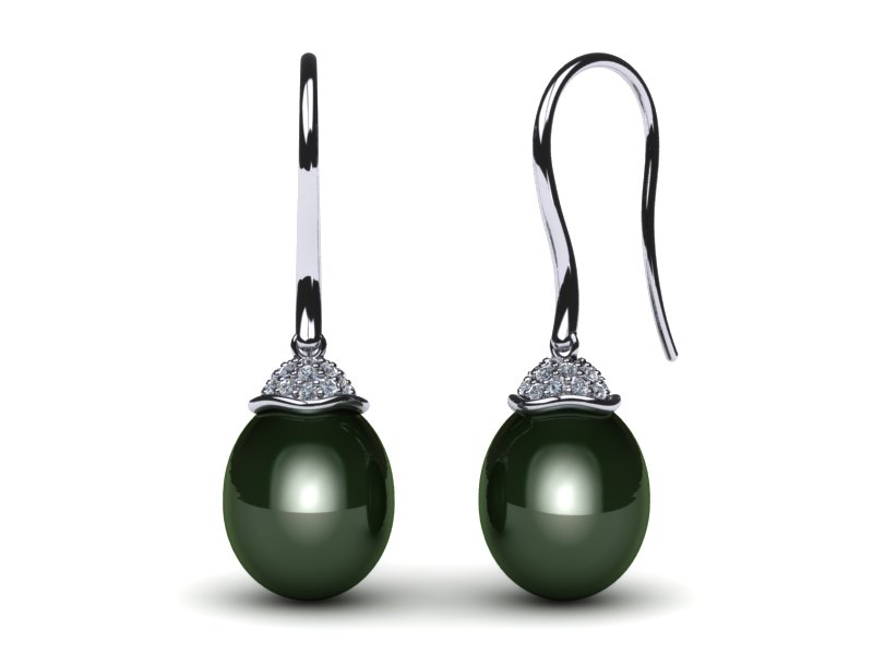 Tahitian South Sea Pearl Diamond Pavé Cap Earring