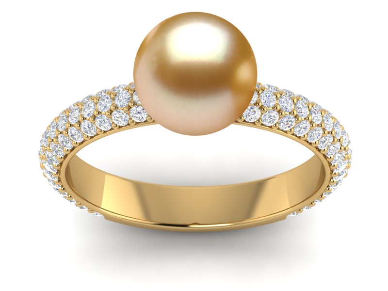 Golden Pearl Pave Ring