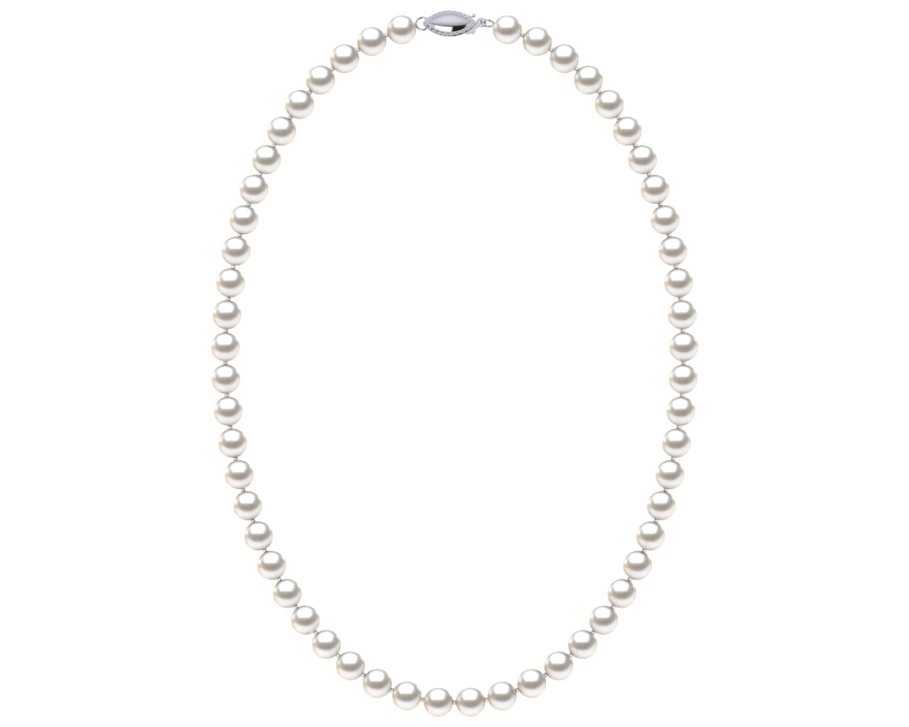 6.5-7.0 mm AAA White Freshwater Pearl Necklace With Sterling Silver Clasp
