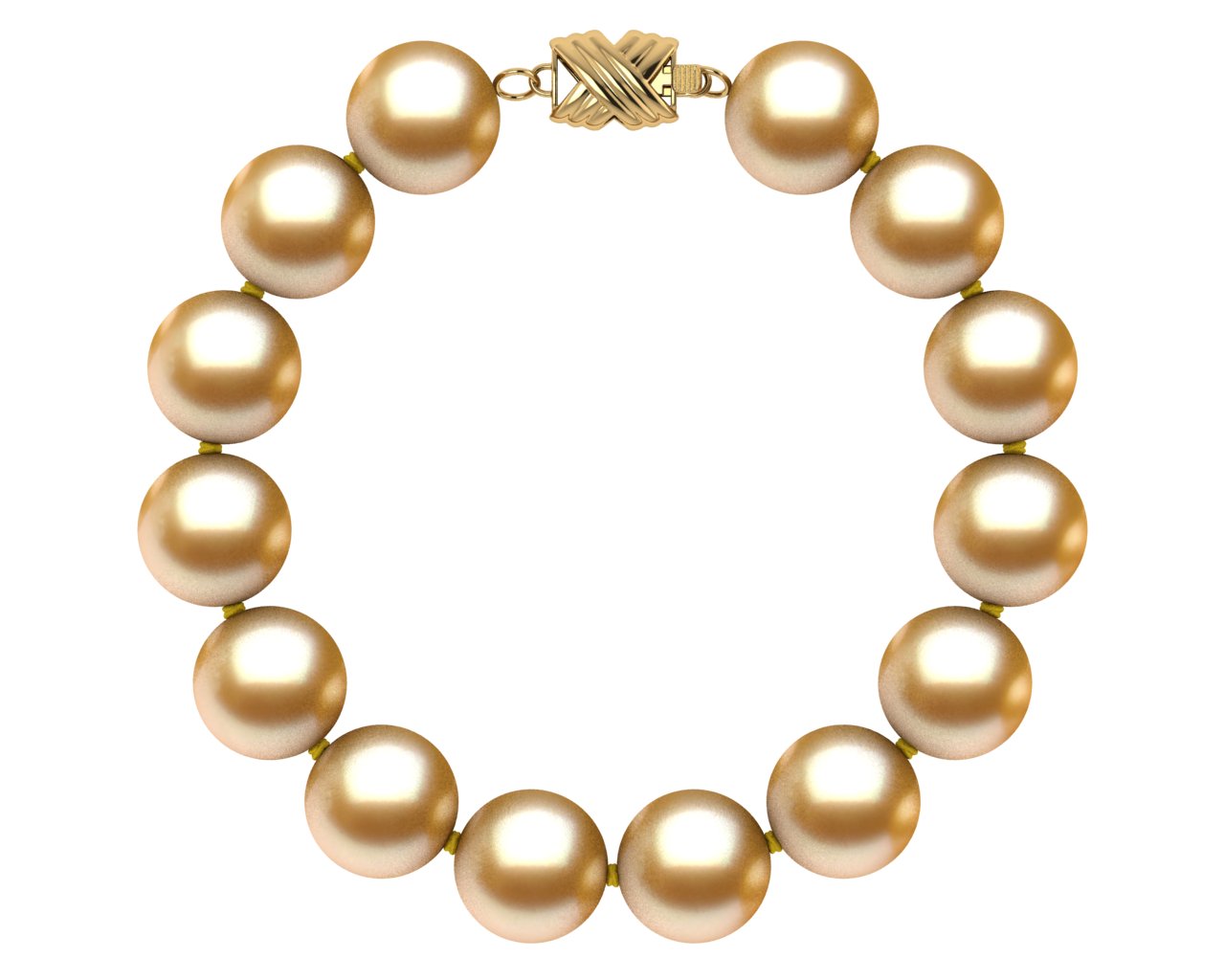 10 to 11mm Golden South Sea Pearl Bracelet