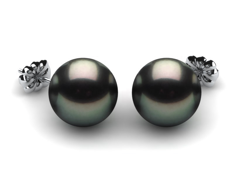 10mm Black South Sea Tahitian Pearl Earring