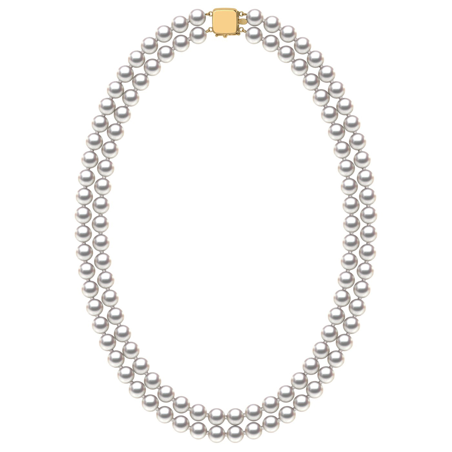 7.0-7.5 mm Double-Strand White Akoya Pearl Necklace