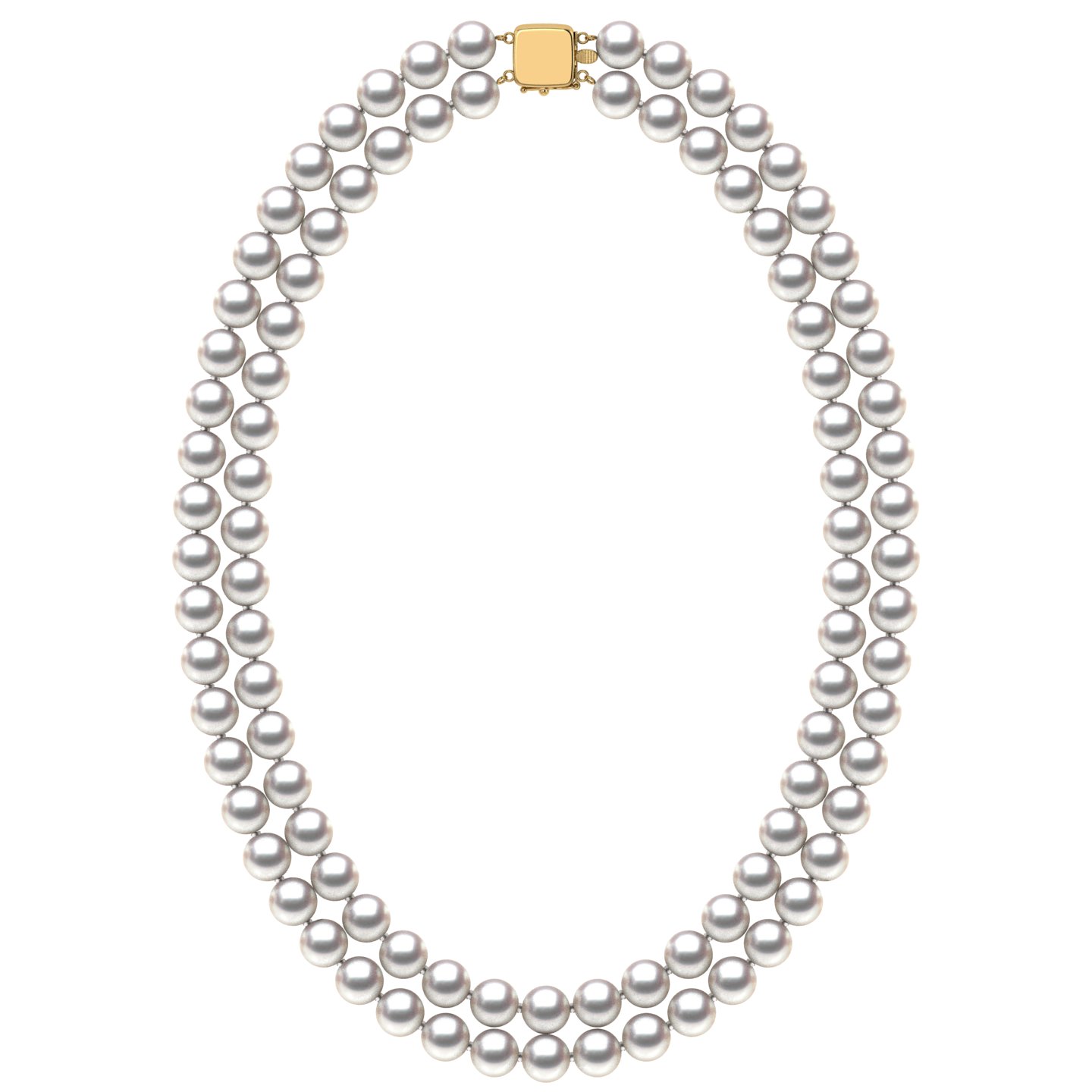 8.0 x 8.5mm Double-Strand White Akoya Pearl Necklace