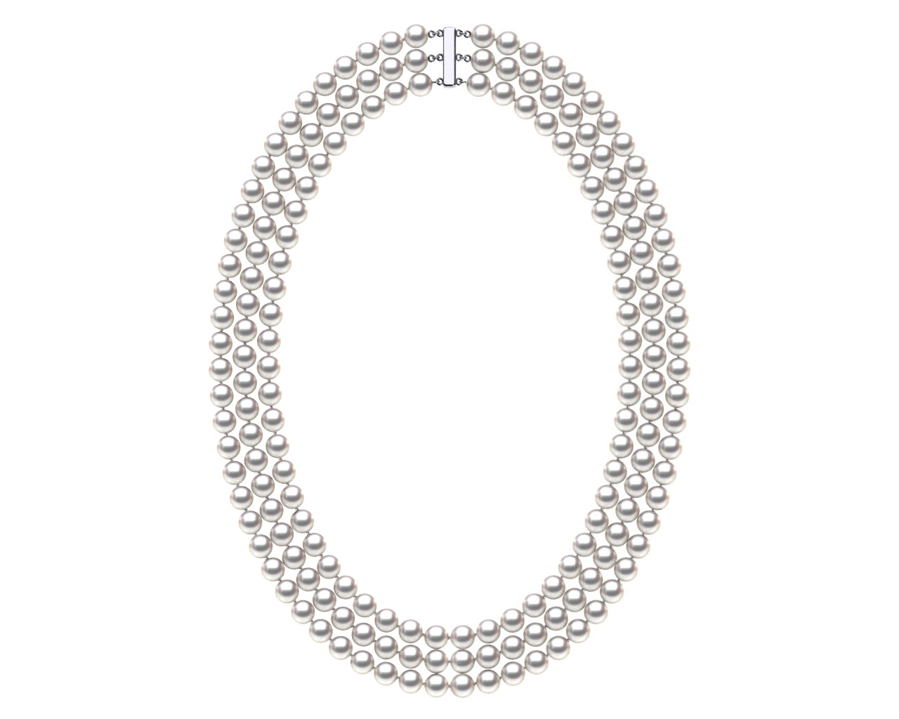 6.5 x 7mm Akoya Pearl Necklace Triple Strand
