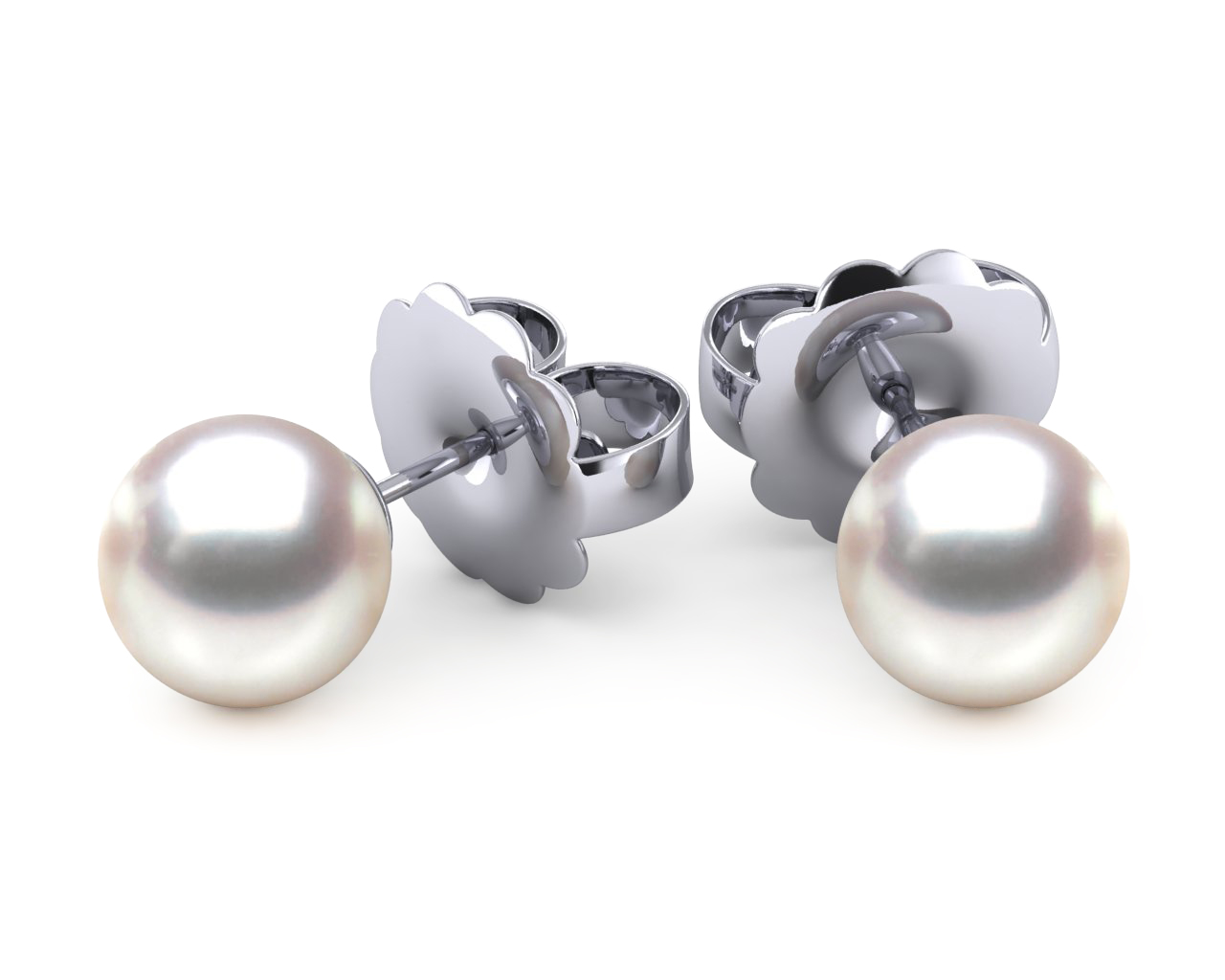 8mm Japanese Akoya Cultured Pearl earring With Elephant Backs