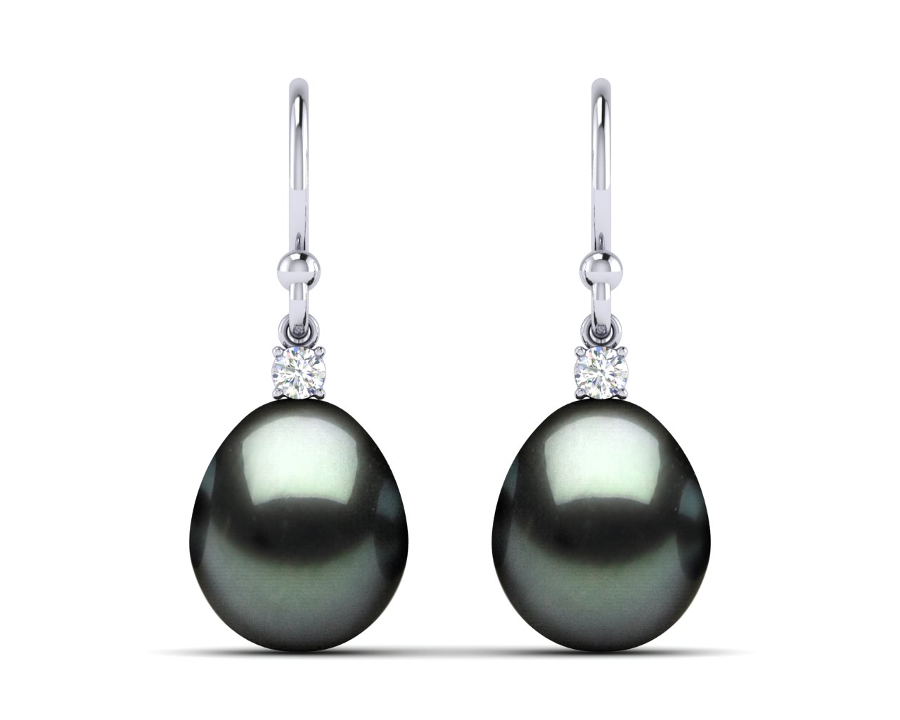 Tahitian Pearl Diamond French Wire Drop Earring