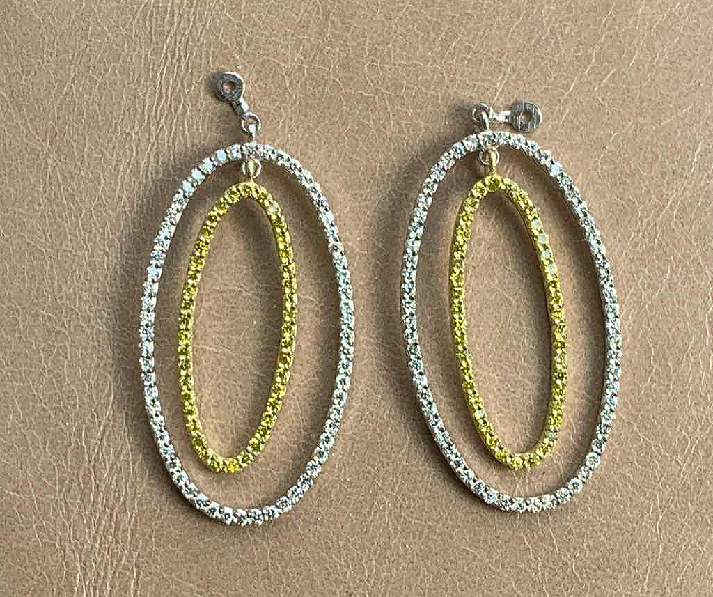 Double Oval Hoop Fancy Light Yellow Diamond Earring Jacket