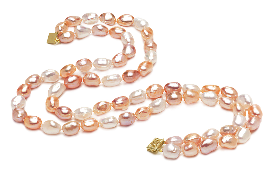 AAA 8 x 9mm Multicolor Baroque Pearl Necklace