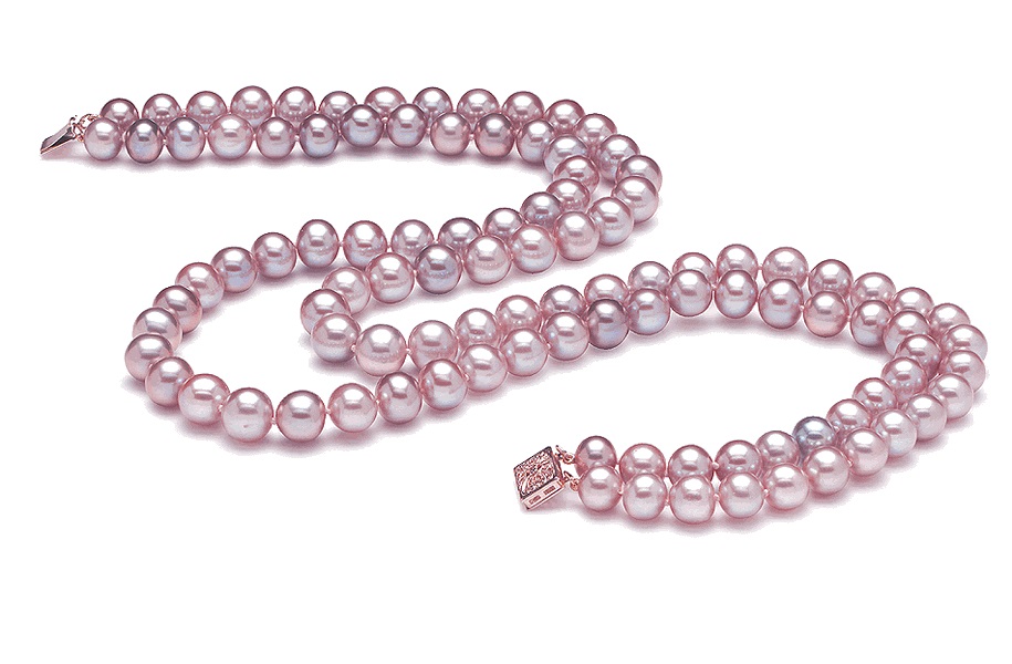 8.5mm x 9.5mm Lavender Freshwater Pearl Necklace Double Strand