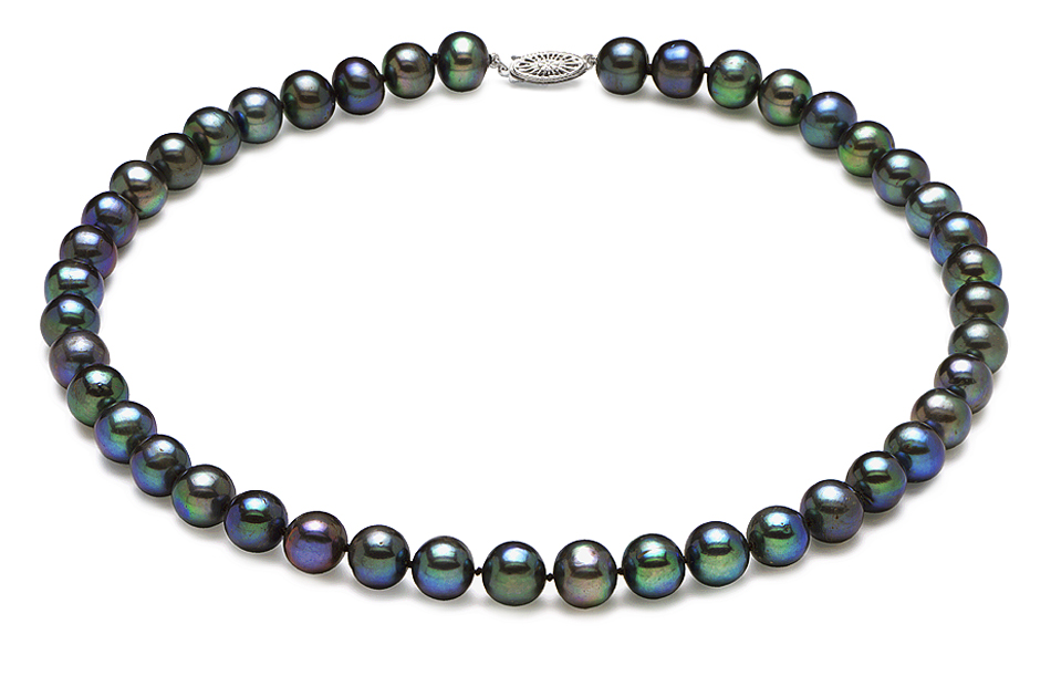 7.5mm x 8mm Black Freshwater Pearl Necklace