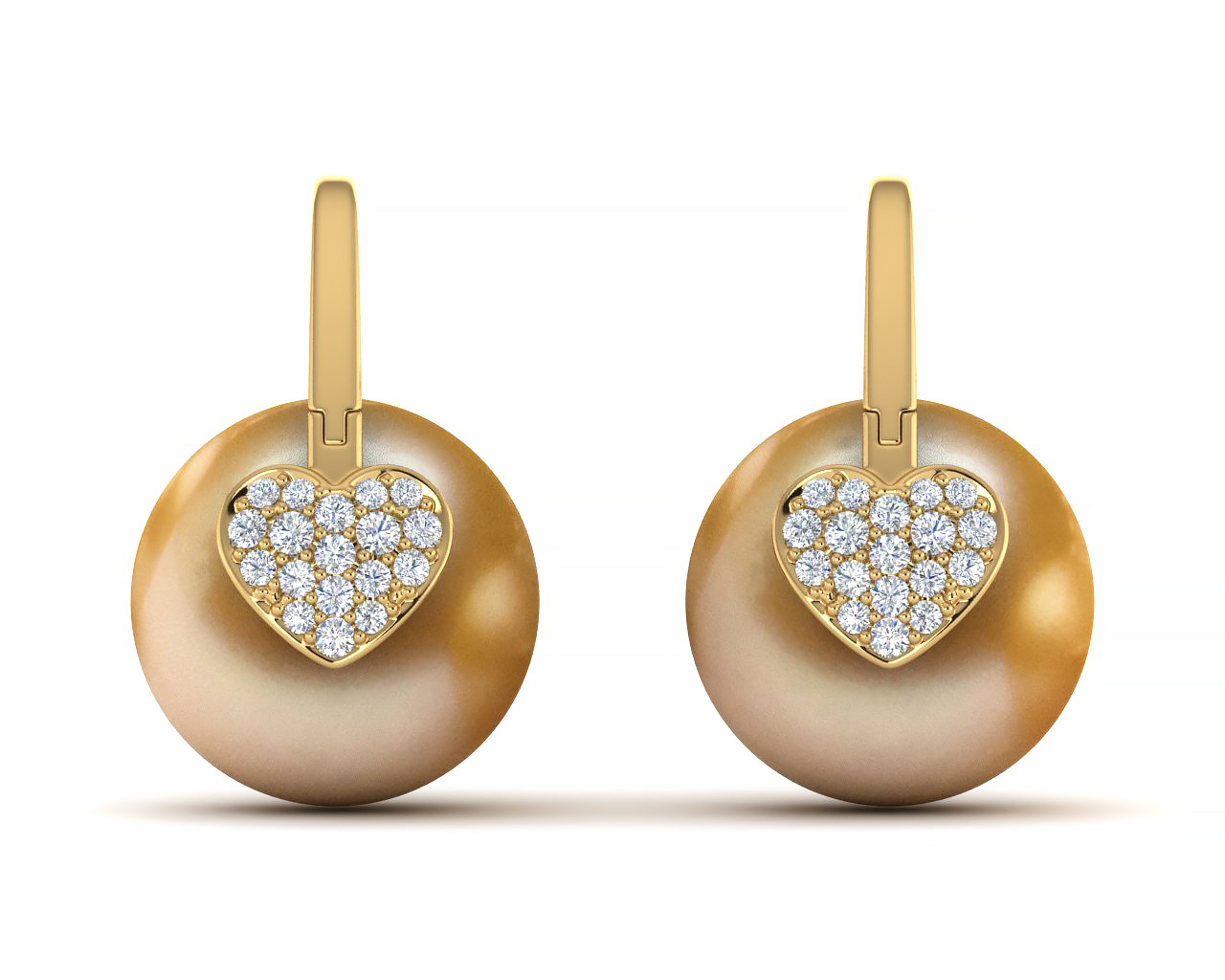 Golden South Sea Pearl Arc De Triomphe Heart Earring