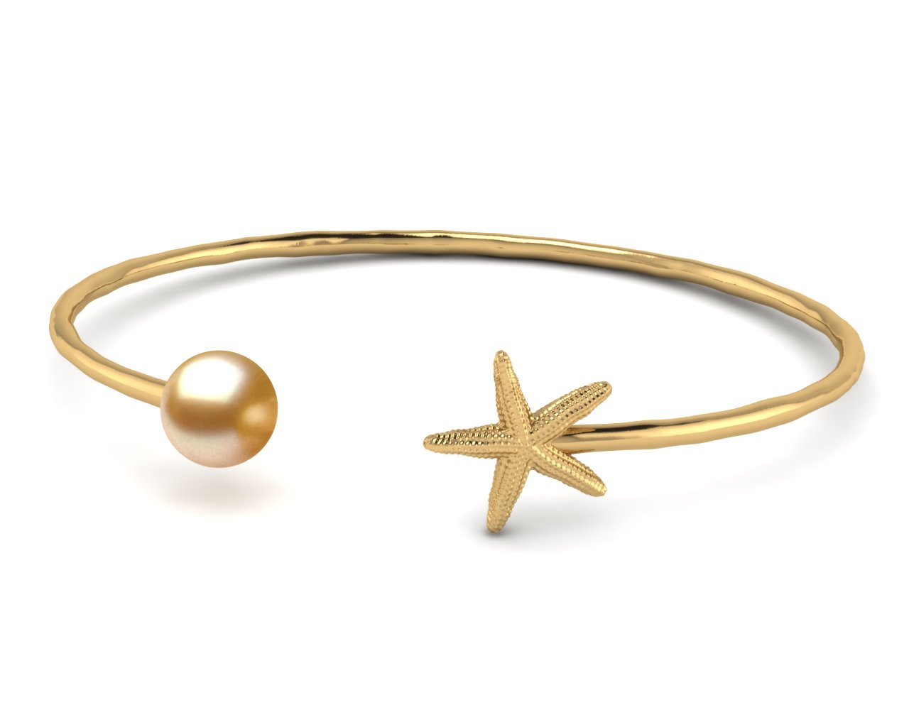 Golden Pearl Starfish Bangle Bracelet