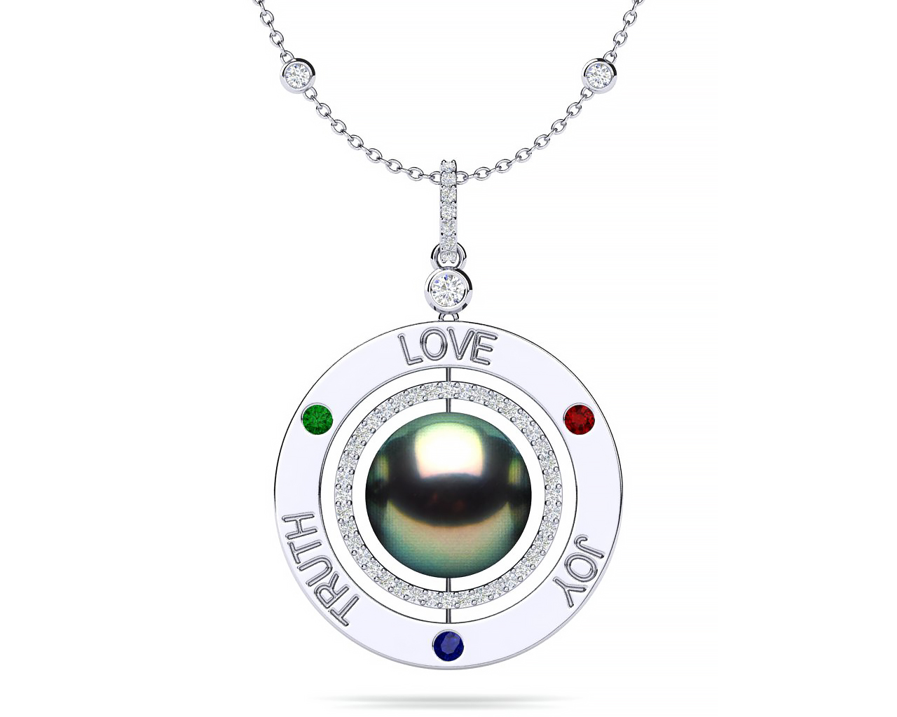 Tahitian Pearl Love Truth Joy Amulet Necklace