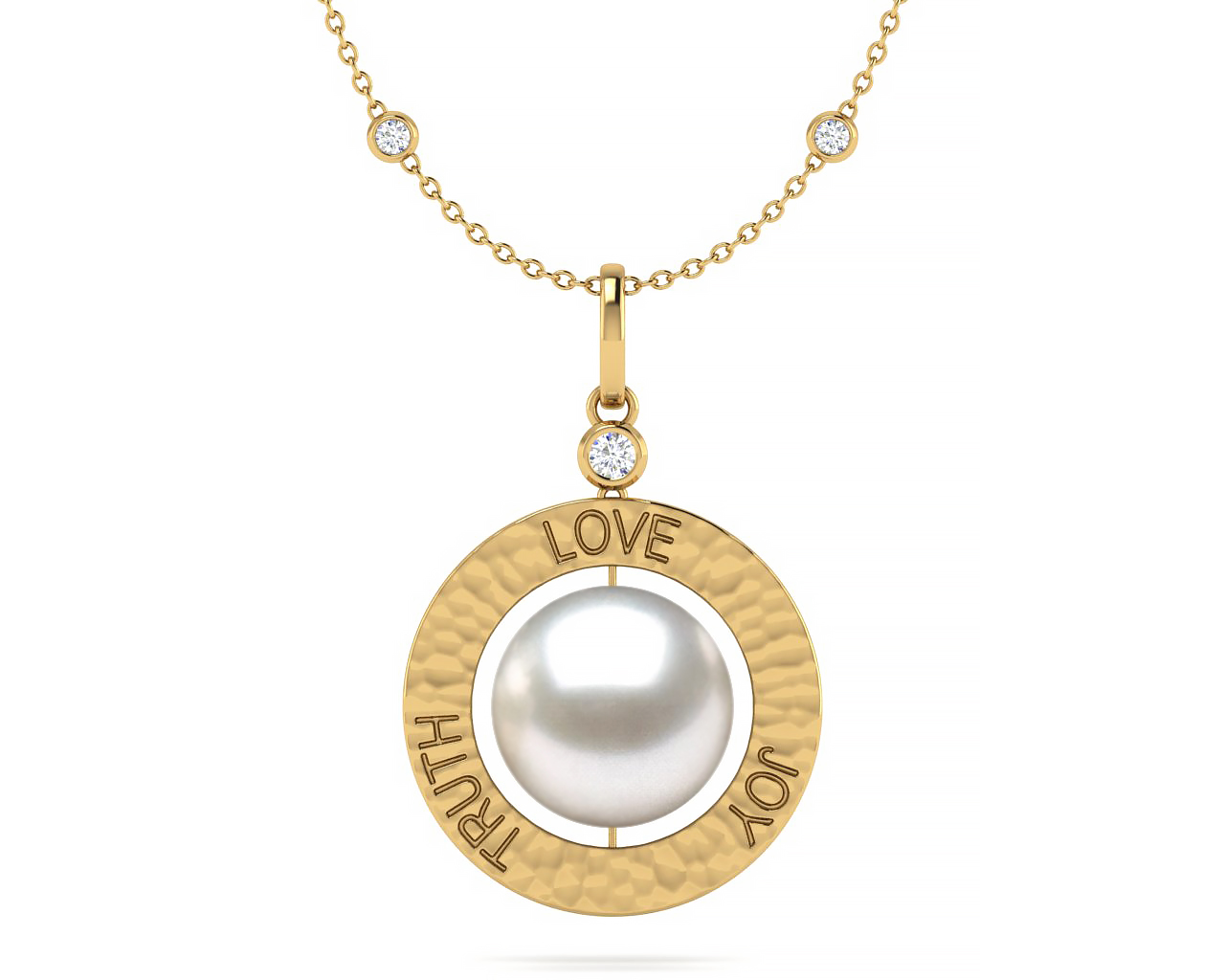 South Sea Pearl Classic Love Truth Joy Amulet Necklace