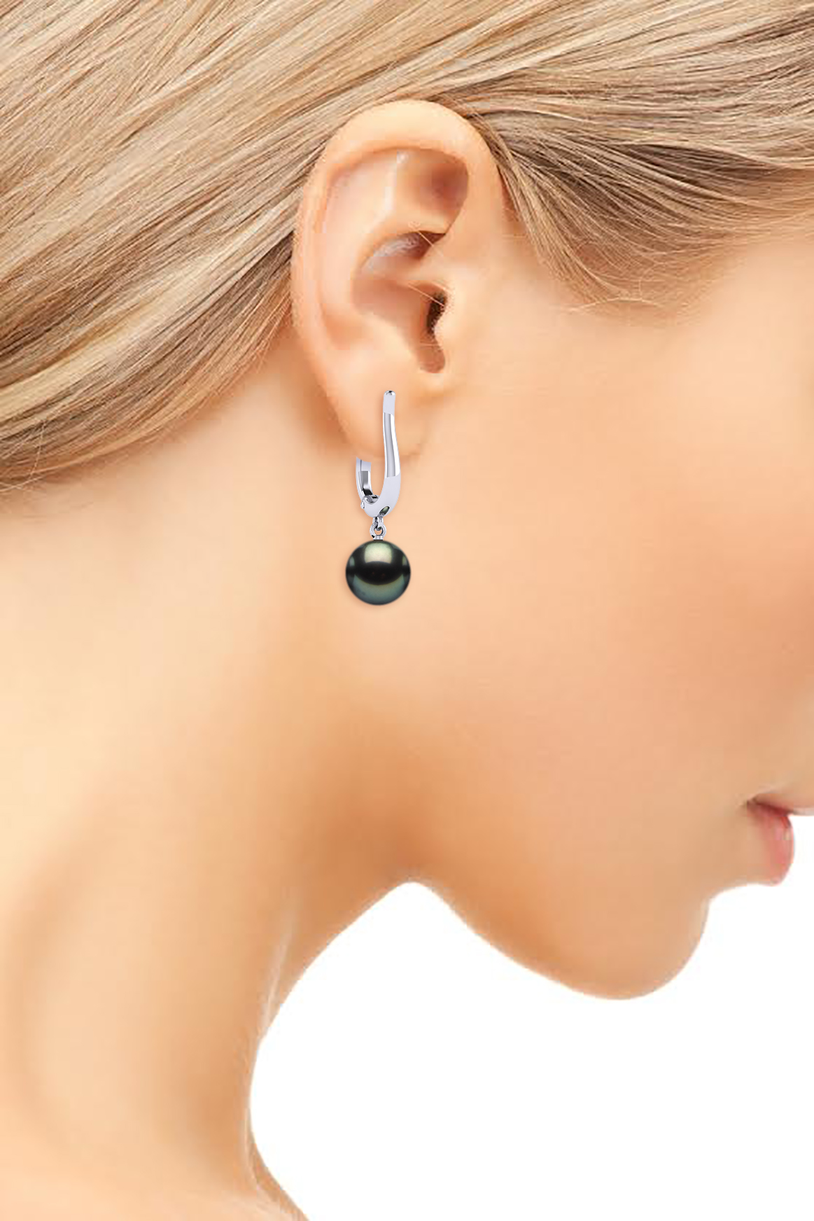 Tahitian Pearl Earring High Polish French Clip
